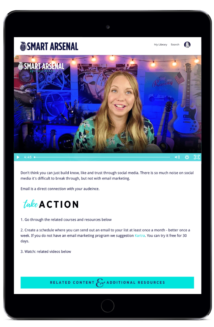 Digital Marketing Course at the Smart Arsenal by Torie Mathis Torie Mathis displayed on tablet screen